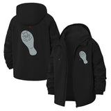 Minimal Hand Illustration Unisex Full-Zip Printed Waterproof Hooded Windbreaker
