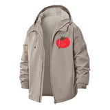 Tomato Motif Unisex Full-Zip Printed Waterproof Hooded Windbreaker