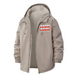 Bold Typographic Unisex Full-Zip Printed Waterproof Hooded Windbreaker