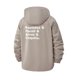 Puerto Rican Food List Unisex Full-Zip Printed Waterproof Hooded Windbreaker
