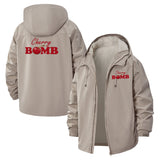 Cherry Bomb Typographic Unisex Full-Zip Printed Waterproof Hooded Windbreaker