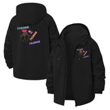 Pardon My French Unisex Full-Zip Printed Waterproof Hooded Windbreaker