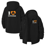 I Love Gingers Unisex Full-Zip Printed Waterproof Hooded Windbreaker