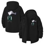 Grill Smoker Motif Unisex Full-Zip Printed Waterproof Hooded Windbreaker