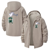 Grill Smoker Motif Unisex Full-Zip Printed Waterproof Hooded Windbreaker