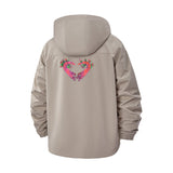 Floral Heart Hands Unisex Full-Zip Printed Waterproof Hooded Windbreaker