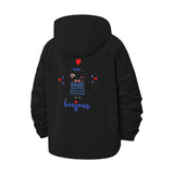 Bonjour French Cat Unisex Full-Zip Printed Waterproof Hooded Windbreaker
