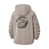 Oyster Motif Unisex Full-Zip Printed Waterproof Hooded Windbreaker