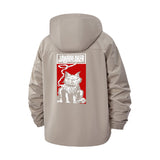 Edgy Smoking Cat Unisex Full-Zip Printed Waterproof Hooded Windbreaker