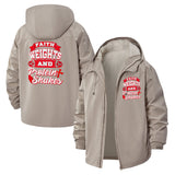 Faith and Fitness Unisex Full-Zip Printed Waterproof Hooded Windbreaker