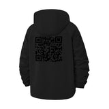 QR Code Design Unisex Full-Zip Printed Waterproof Hooded Windbreaker