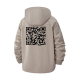 QR Code Design Unisex Full-Zip Printed Waterproof Hooded Windbreaker