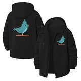 Whimsical Bird Unisex Full-Zip Printed Waterproof Hooded Windbreaker