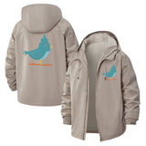 Whimsical Bird Unisex Full-Zip Printed Waterproof Hooded Windbreaker