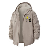 Cartoon Mosquito Unisex Full-Zip Printed Waterproof Hooded Windbreaker