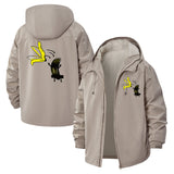 Cartoon Mosquito Unisex Full-Zip Printed Waterproof Hooded Windbreaker