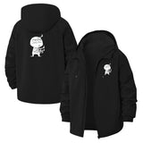 Meme Stick Figure Unisex Full-Zip Printed Waterproof Hooded Windbreaker