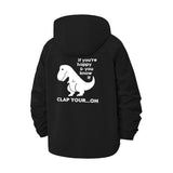 Funny Dinosaur Unisex Full-Zip Printed Waterproof Hooded Windbreaker