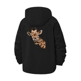 Giraffe Portrait Unisex Full-Zip Printed Waterproof Hooded Windbreaker
