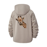 Giraffe Portrait Unisex Full-Zip Printed Waterproof Hooded Windbreaker