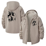 Abstract Skull Art Unisex Full-Zip Printed Waterproof Hooded Windbreaker