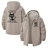 Sarcastic Cat Unisex Full-Zip Printed Waterproof Hooded Windbreaker