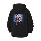 Retro Family Portrait Unisex Full-Zip Printed Waterproof Hooded Windbreaker