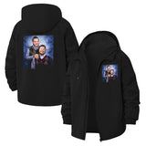 Retro Family Portrait Unisex Full-Zip Printed Waterproof Hooded Windbreaker