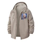 Retro Family Portrait Unisex Full-Zip Printed Waterproof Hooded Windbreaker