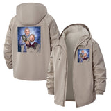 Retro Family Portrait Unisex Full-Zip Printed Waterproof Hooded Windbreaker