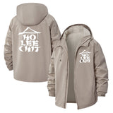 Graffiti Lettering Unisex Full-Zip Printed Waterproof Hooded Windbreaker