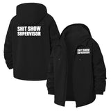 Funny Shit Show Supervisor Unisex Full-Zip Printed Waterproof Hooded Windbreaker