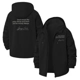 Witty Quote Unisex Full-Zip Printed Waterproof Hooded Windbreaker
