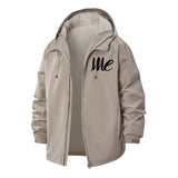 Handwritten Typography Unisex Full-Zip Printed Waterproof Hooded Windbreaker