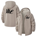 Handwritten Typography Unisex Full-Zip Printed Waterproof Hooded Windbreaker