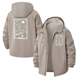 Tarot Card Illustration Unisex Full-Zip Printed Waterproof Hooded Windbreaker