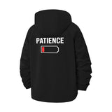 Low Battery Patience Unisex Full-Zip Printed Waterproof Hooded Windbreaker