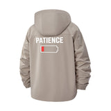Low Battery Patience Unisex Full-Zip Printed Waterproof Hooded Windbreaker