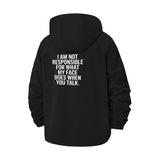 Funny Quote Unisex Full-Zip Printed Waterproof Hooded Windbreaker