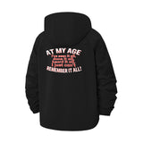 Funny Memory Quote Unisex Full-Zip Printed Waterproof Hooded Windbreaker