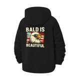 Bald Eagle Patriot Unisex Full-Zip Printed Waterproof Hooded Windbreaker