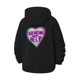 Retro Heart Swearing Unisex Full-Zip Printed Waterproof Hooded Windbreaker