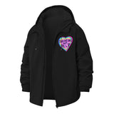 Retro Heart Swearing Unisex Full-Zip Printed Waterproof Hooded Windbreaker