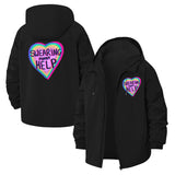 Retro Heart Swearing Unisex Full-Zip Printed Waterproof Hooded Windbreaker