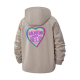 Retro Heart Swearing Unisex Full-Zip Printed Waterproof Hooded Windbreaker