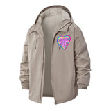 Retro Heart Swearing Unisex Full-Zip Printed Waterproof Hooded Windbreaker