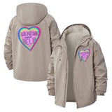 Retro Heart Swearing Unisex Full-Zip Printed Waterproof Hooded Windbreaker
