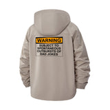 Dad Joke Warning Unisex Full-Zip Printed Waterproof Hooded Windbreaker