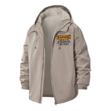 Dad Joke Warning Unisex Full-Zip Printed Waterproof Hooded Windbreaker