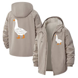 Funny Chicken Meme Unisex Full-Zip Printed Waterproof Hooded Windbreaker